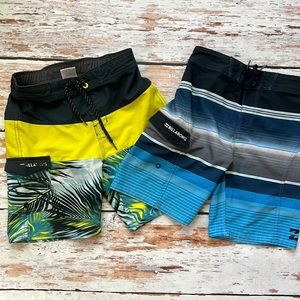 Billabong Boys 7 Trunks, Two Pairs!